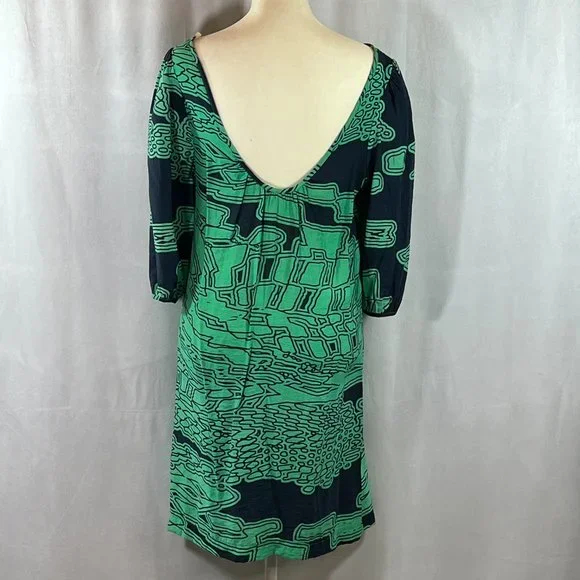 Needle & Thread Green & Blue Graphic Abstract Print Dress Size Small - Picture 2 of 7